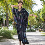Cotton Ombre Beach Robe ¨C Loose Striped Bikini Cover-Up Dress, Vacation Maxi Kimono - Che Cose Belle