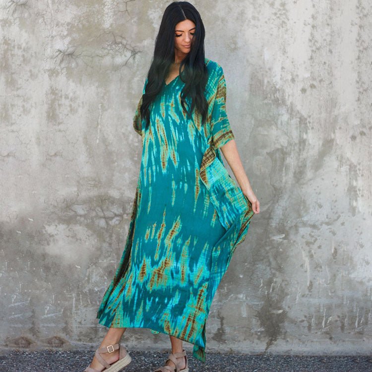 Cotton Ombre Beach Robe ¨C Loose Striped Bikini Cover-Up Dress, Vacation Maxi Kimono - Che Cose Belle