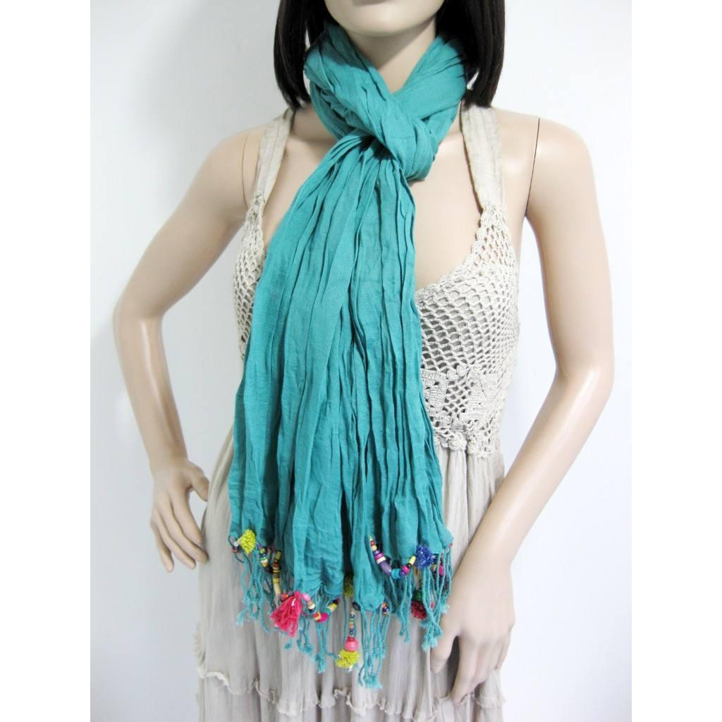 Cotton Pom Pom Sustainably Made Scarf - Thailand - Che Cose Belle