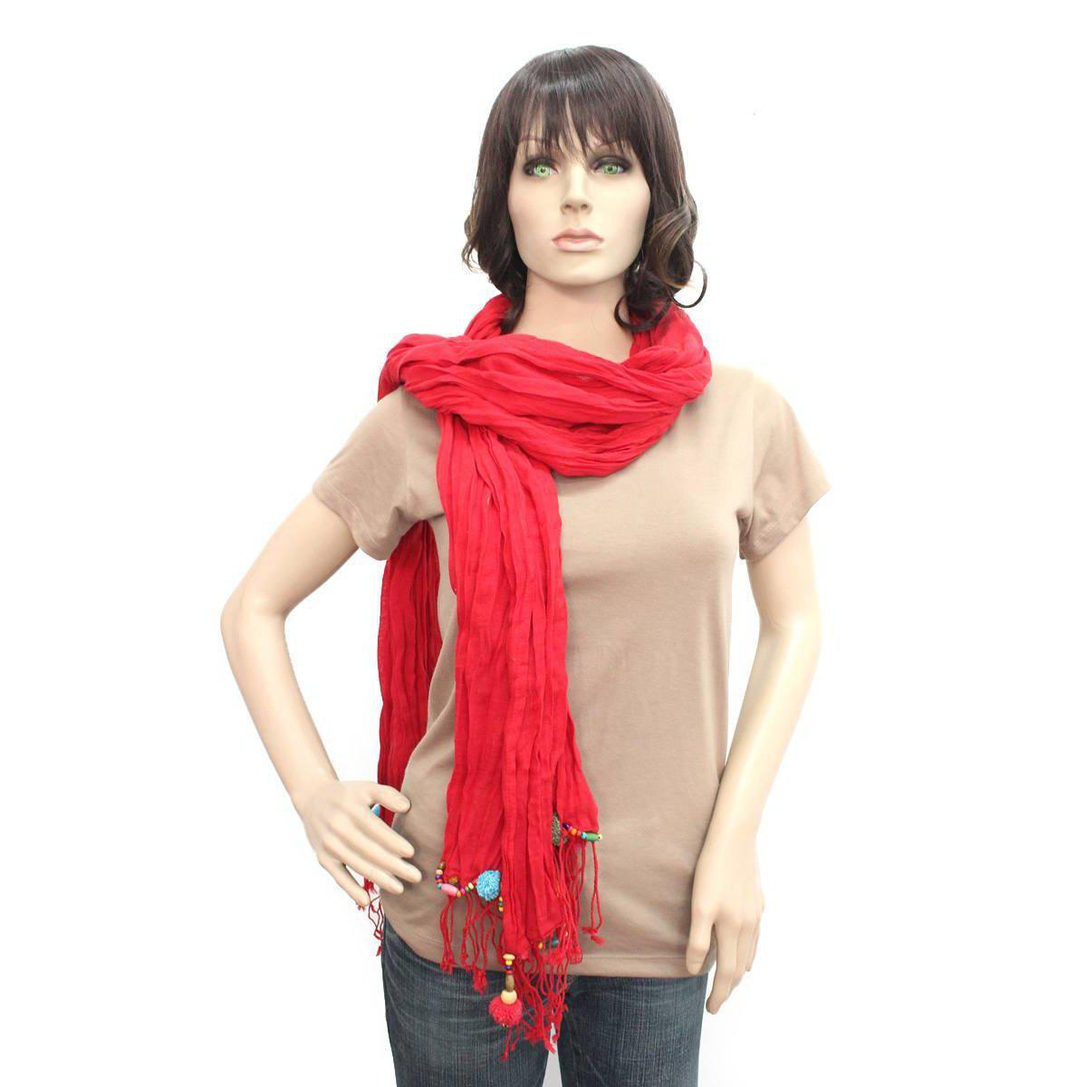 Cotton Pom Pom Sustainably Made Scarf - Thailand - Che Cose Belle
