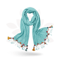 Cotton Pom Pom Sustainably Made Scarf - Thailand - Che Cose Belle