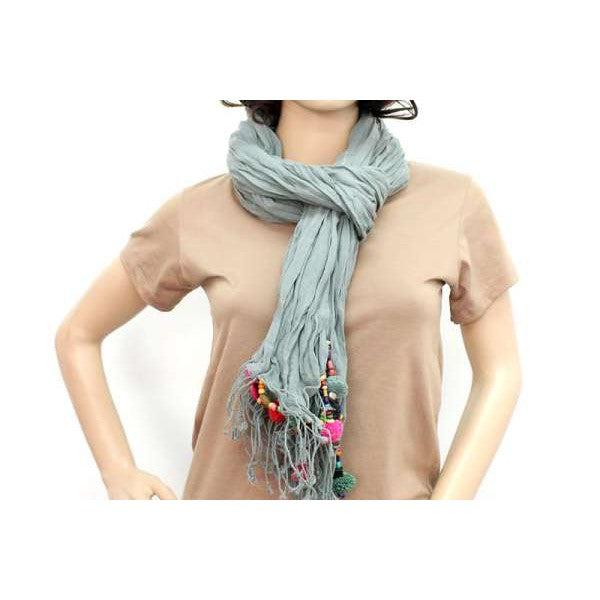 Cotton Pom Pom Sustainably Made Scarf - Thailand - Che Cose Belle