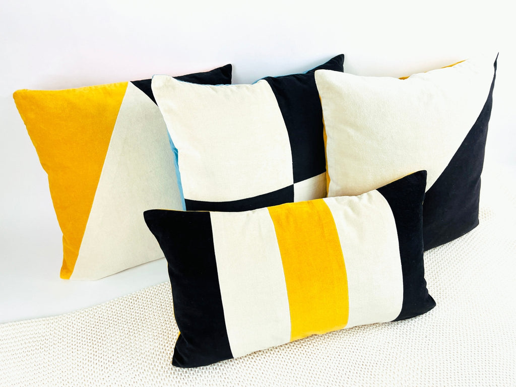COTTON VELVET PILLOW COVER - B&W CHECKERBOARD - Che Cose Belle