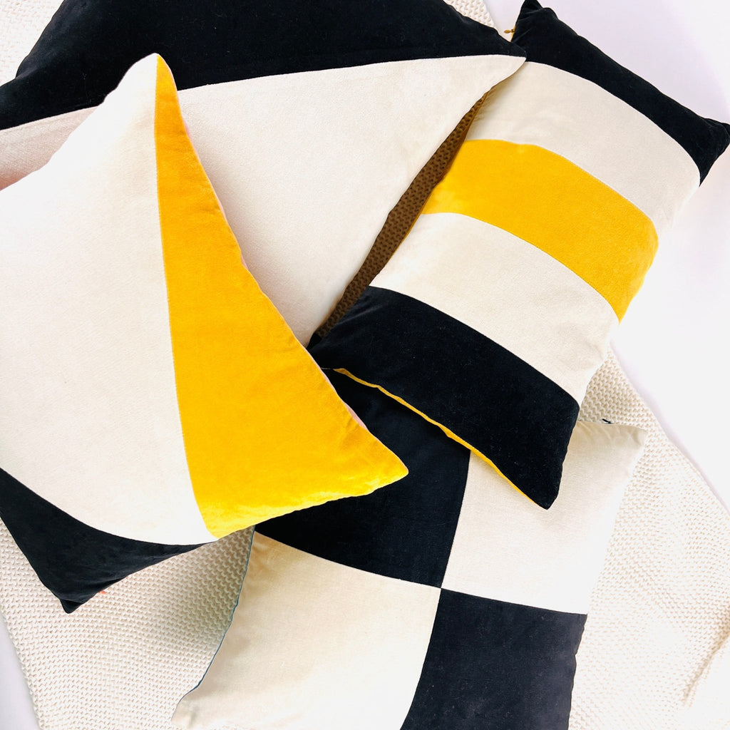 COTTON VELVET PILLOW COVER - B&W CHECKERBOARD - Che Cose Belle