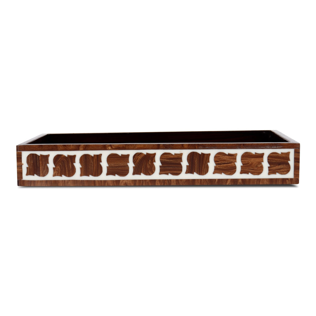 countertop and vanity tray handmade illusion yinyang - pattern 10x6 towel tray brown - Che Cose Belle