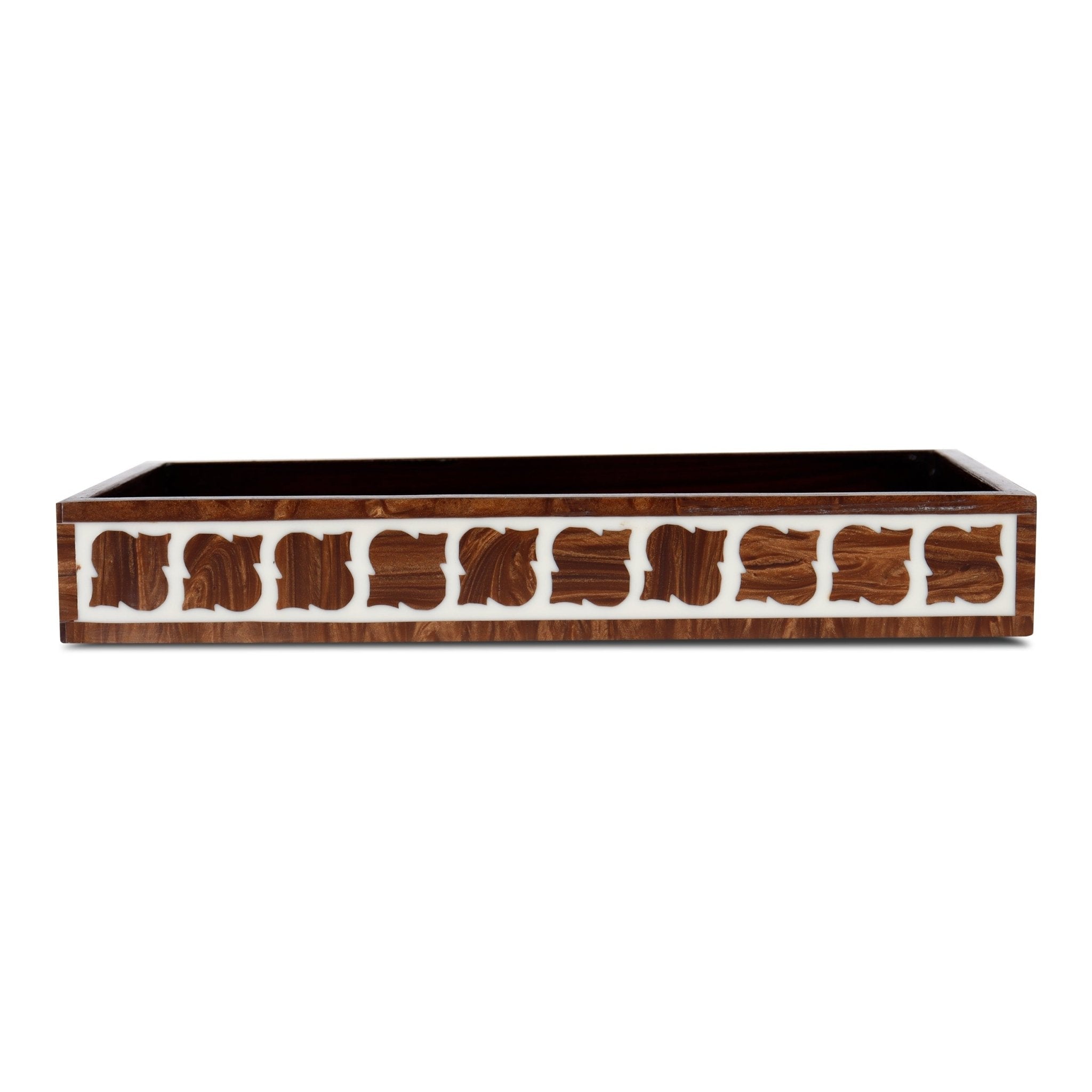 countertop and vanity tray handmade illusion yinyang - pattern 10x6 towel tray brown - Che Cose Belle