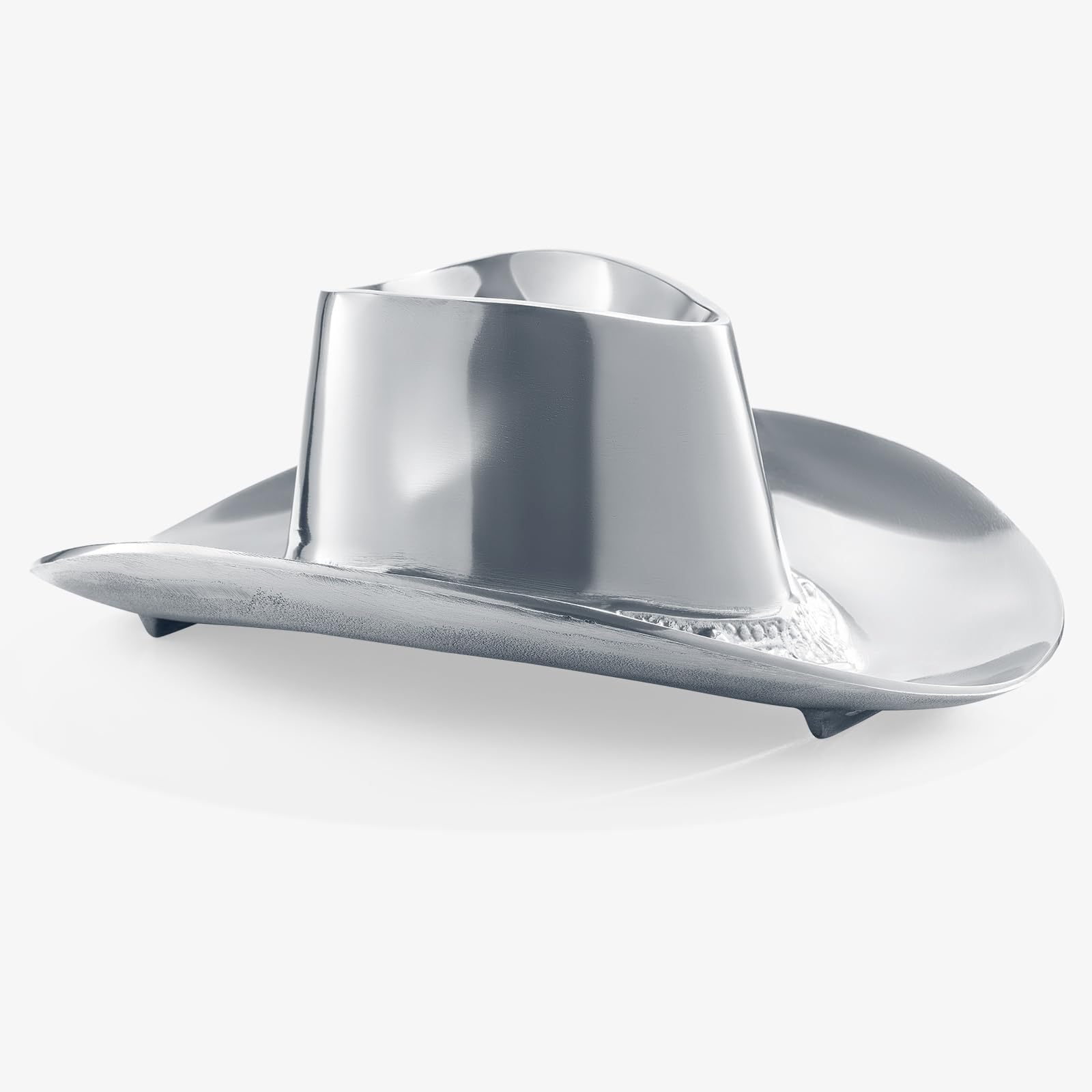 Cowboy Hat Chip and Dip Serving Bowl Silver Brass Snack - Che Cose Belle