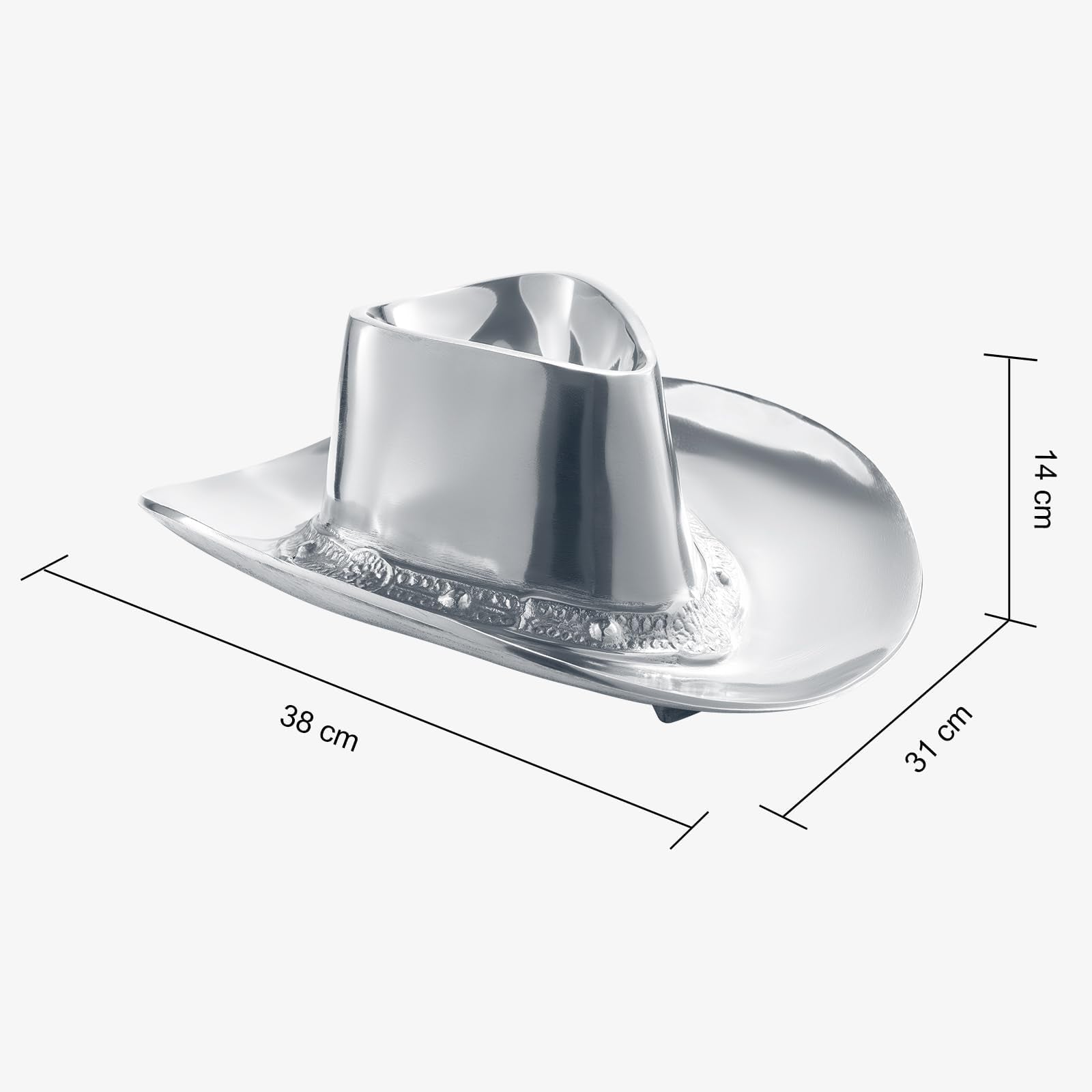 Cowboy Hat Chip and Dip Serving Bowl Silver Brass Snack - Che Cose Belle