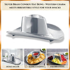 Cowboy Hat Chip and Dip Serving Bowl Silver Brass Snack - Che Cose Belle