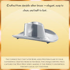 Cowboy Hat Chip and Dip Serving Bowl Silver Brass Snack - Che Cose Belle