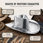 Cowboy Hat Chip and Dip Serving Bowl Silver Brass Snack - Che Cose Belle