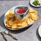 Cowboy Hat Chip and Dip Serving Bowl Silver Brass Snack - Che Cose Belle