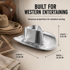 Cowboy Hat Chip and Dip Serving Bowl Silver Brass Snack - Che Cose Belle