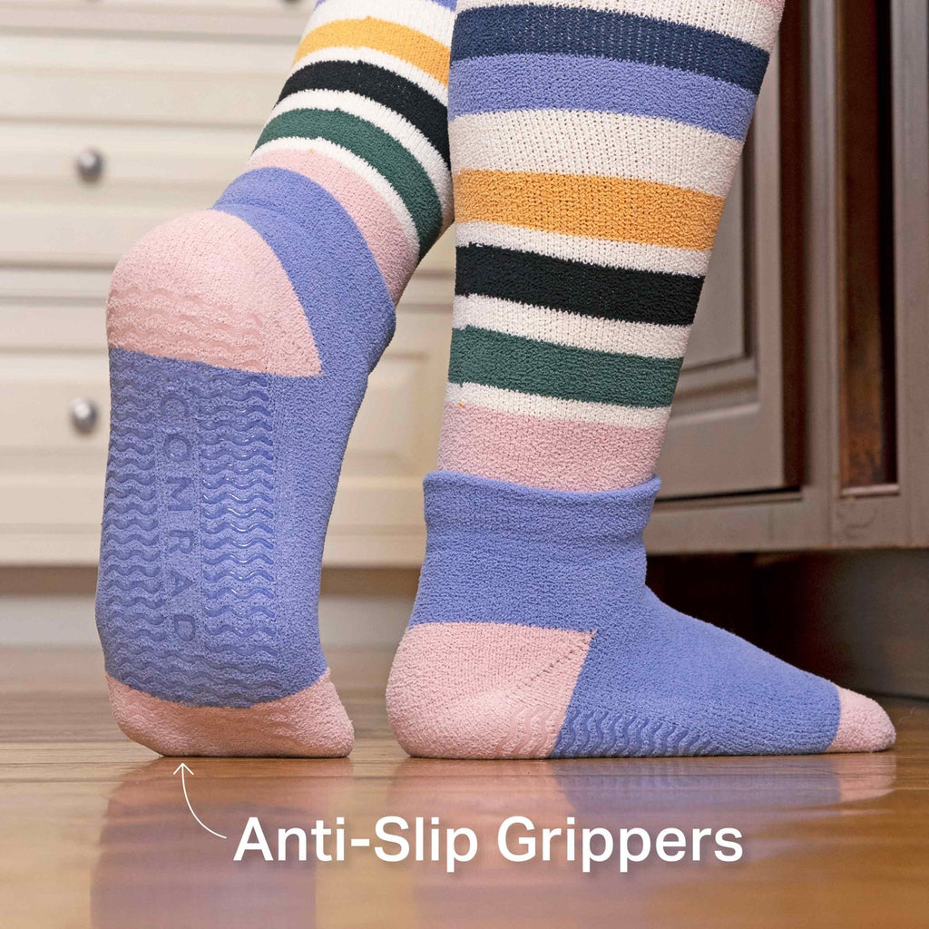CozyGrip Compression Slipper Socks - Denim/Pink - Che Cose Belle