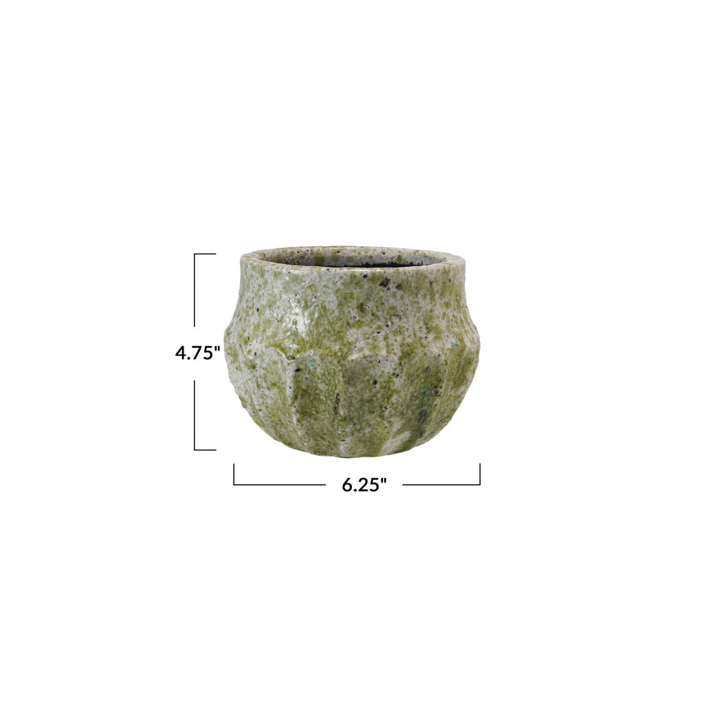 Crackle Glaze Green Terrazzo Terracotta Planter - Che Cose Belle