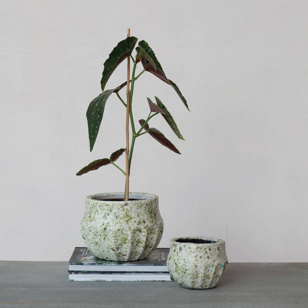Crackle Glaze Green Terrazzo Terracotta Planter - Che Cose Belle