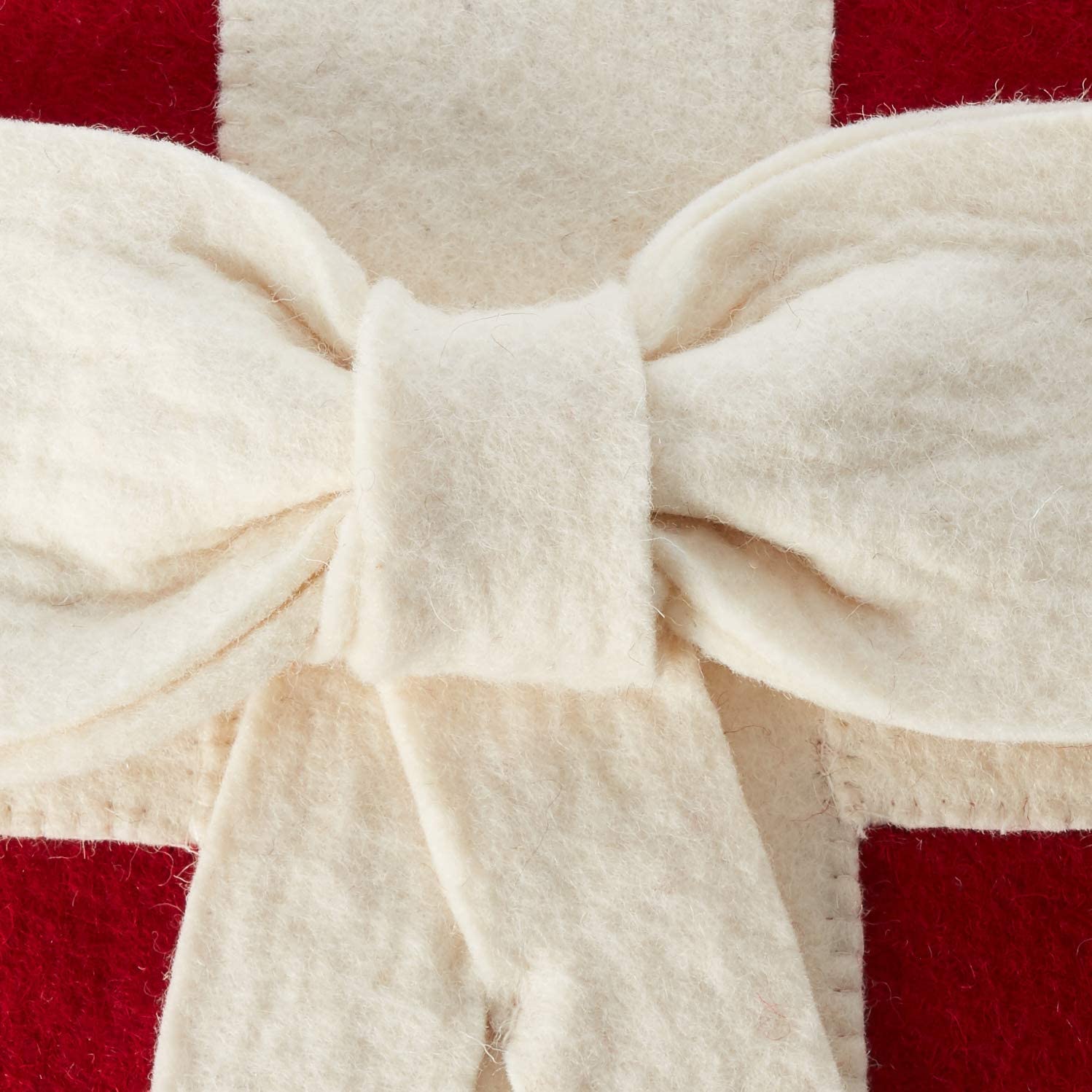Cream Bow Red- Christmas Pillow Cover Hand Felted Wool - 20" / 14" Arcadia Home - Che Cose Belle