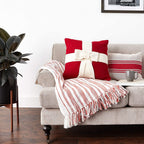 Cream Bow Red- Christmas Pillow Cover Hand Felted Wool - 20" / 14" Arcadia Home