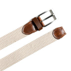 Cream & Brown Braided Canvas Leather Belt - Che Cose Belle