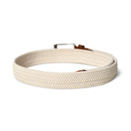 Cream & Brown Braided Canvas Leather Belt - Che Cose Belle