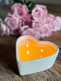 Cream Ceramic Heart 11oz Candle - Che Cose Belle