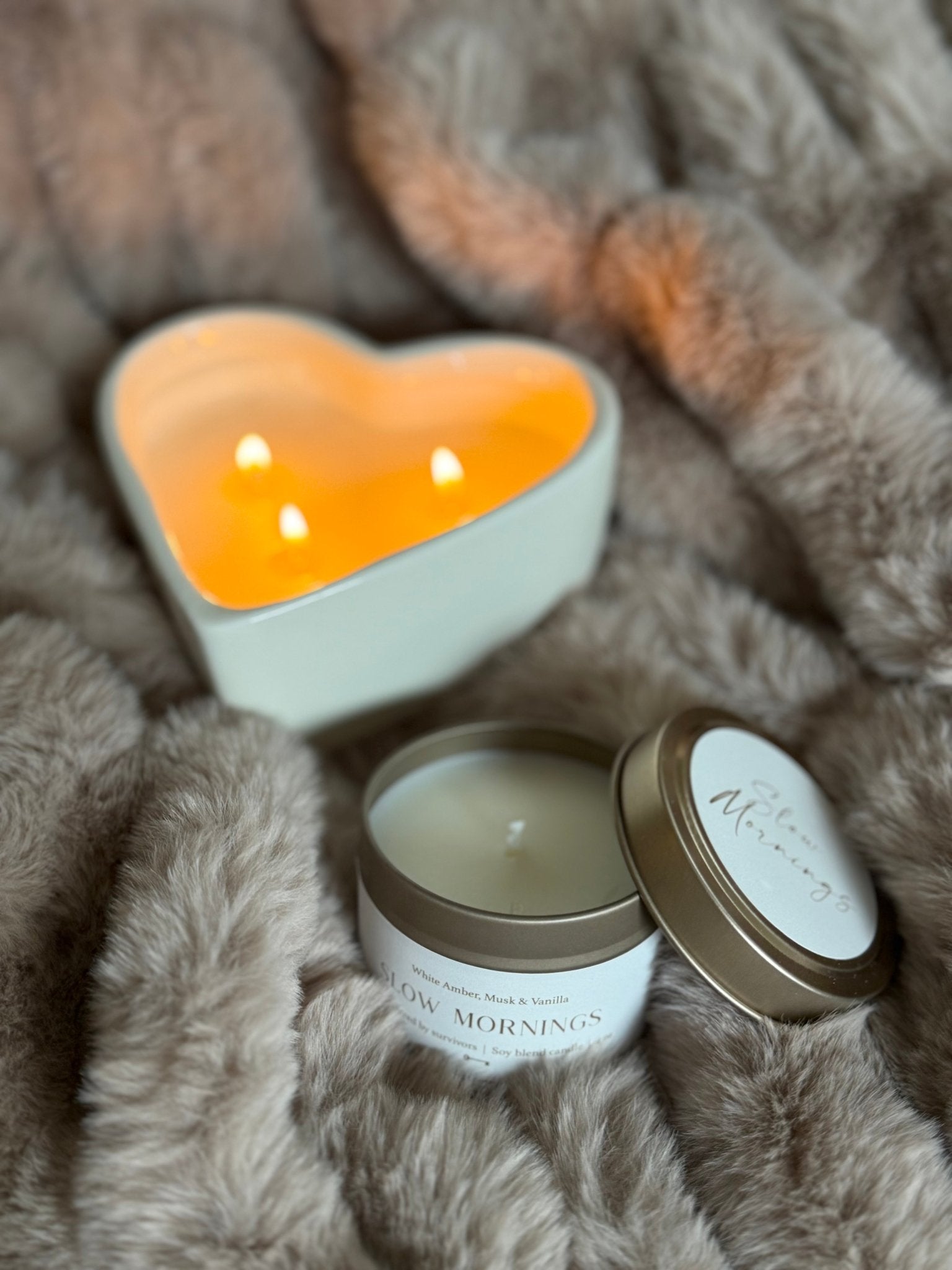 Cream Ceramic Heart 11oz Candle - Che Cose Belle
