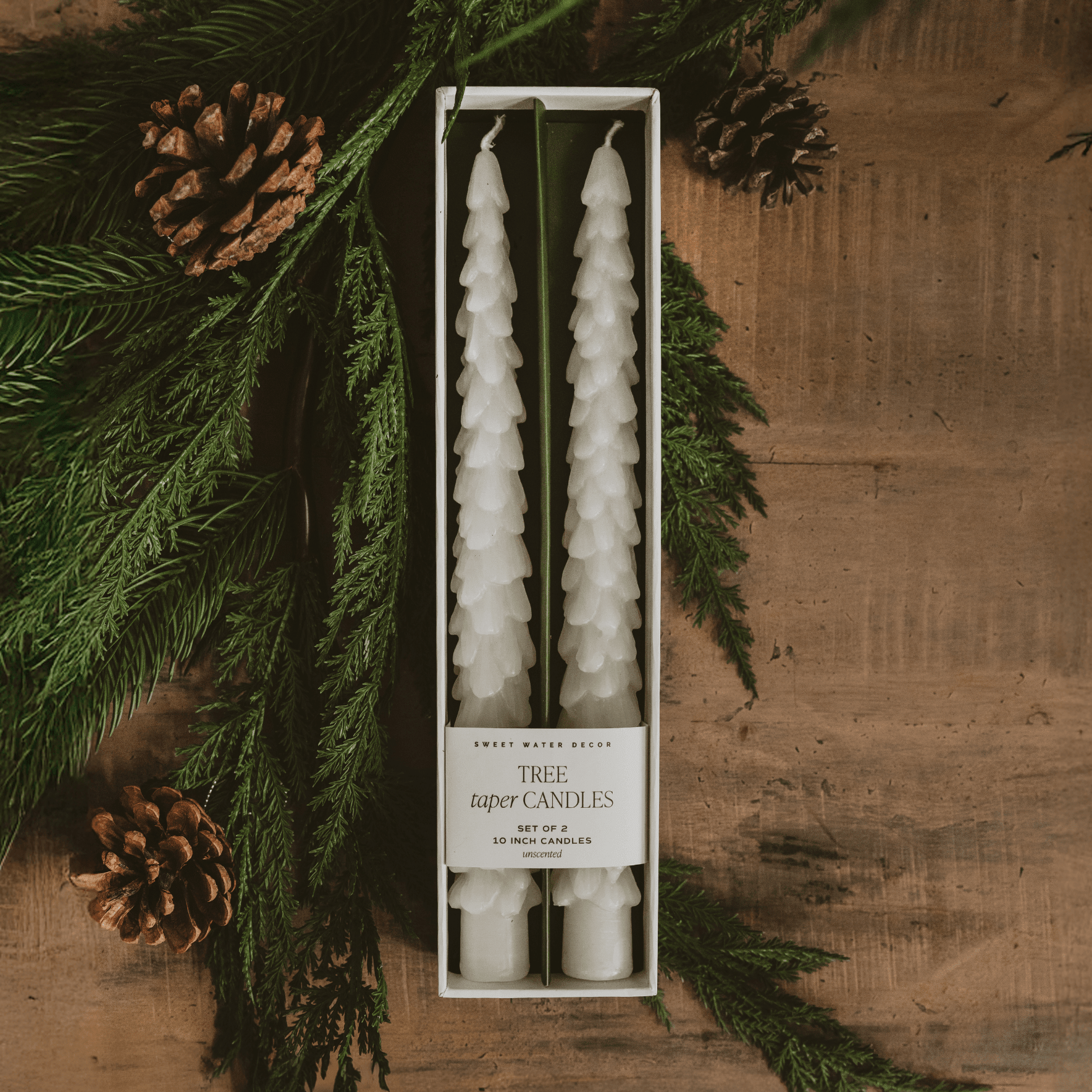 Cream Tree Taper Candles - Set of 2 - Che Cose Belle