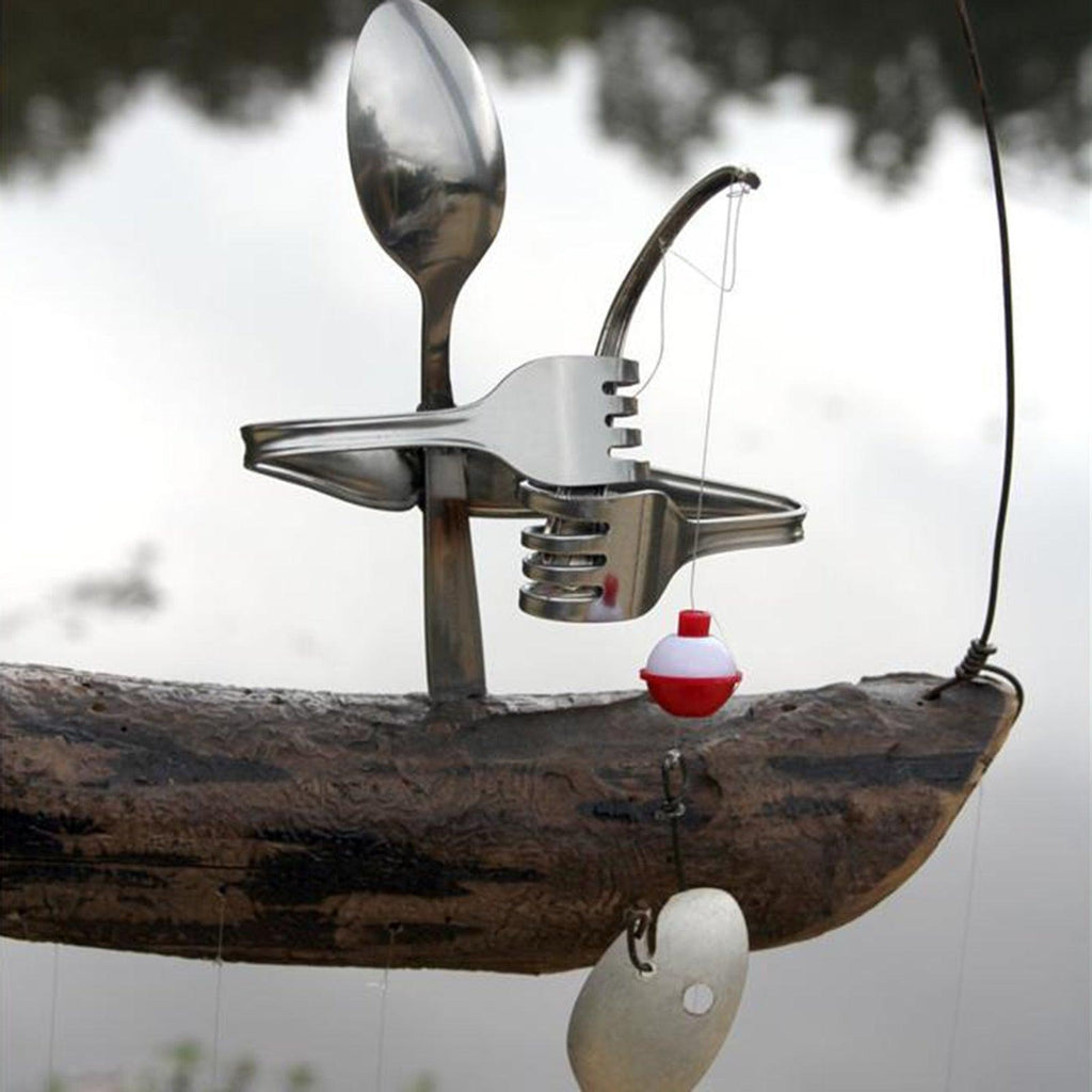 Creative Fishing Man Spoon Fish Sculptures Wind Chime Home Bedroom Painted Fish Mobile Tropical Fish Home Decor Yard Garden Hanging Ornament Decoration - Che Cose Belle