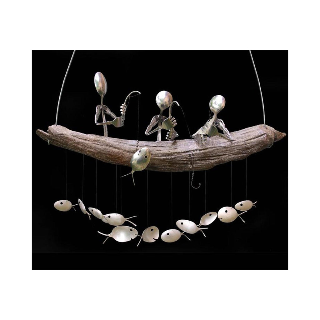Creative Fishing Man Spoon Fish Sculptures Wind Chime Home Bedroom Painted Fish Mobile Tropical Fish Home Decor Yard Garden Hanging Ornament Decoration - Che Cose Belle