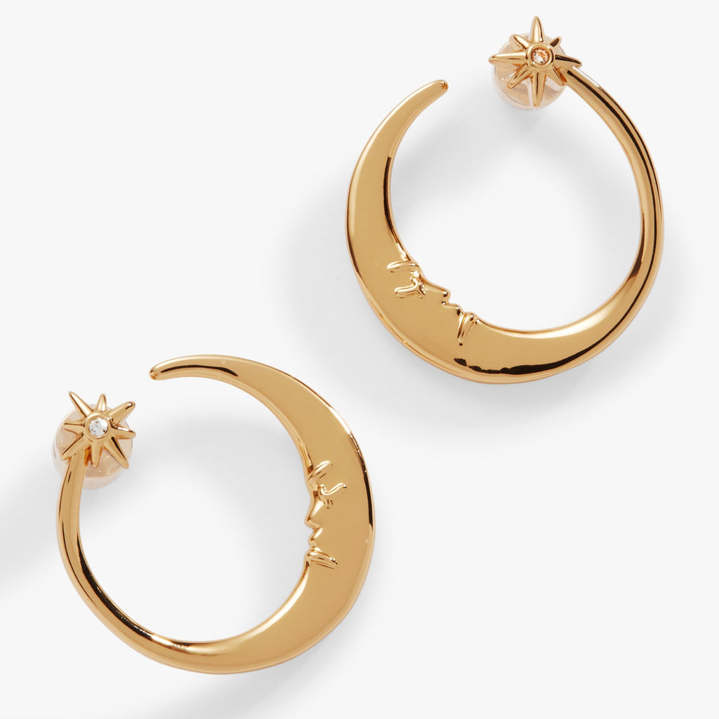 Crescent Moon Hoop Earrings - Che Cose Belle