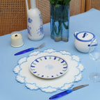 CRESSIDA BLUE & WHITE SCALLOPED FABRIC PLACEMAT (Set Of 4) - Che Cose Belle