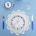 CRESSIDA BLUE & WHITE SCALLOPED FABRIC PLACEMAT (Set Of 4) - Che Cose Belle