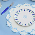 CRESSIDA BLUE & WHITE SCALLOPED FABRIC PLACEMAT (Set Of 4) - Che Cose Belle