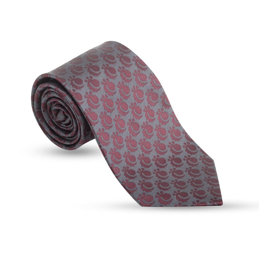 Crimson Elegance Silk Necktie – Charcoal Grey & Burgundy - Che Cose Belle