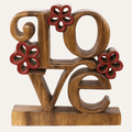 Crimson Heart – Hand Carved Wooden Sculpture, Handmade Decorative Home Art - Che Cose Belle