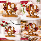 Crimson Heart – Hand Carved Wooden Sculpture, Handmade Decorative Home Art - Che Cose Belle