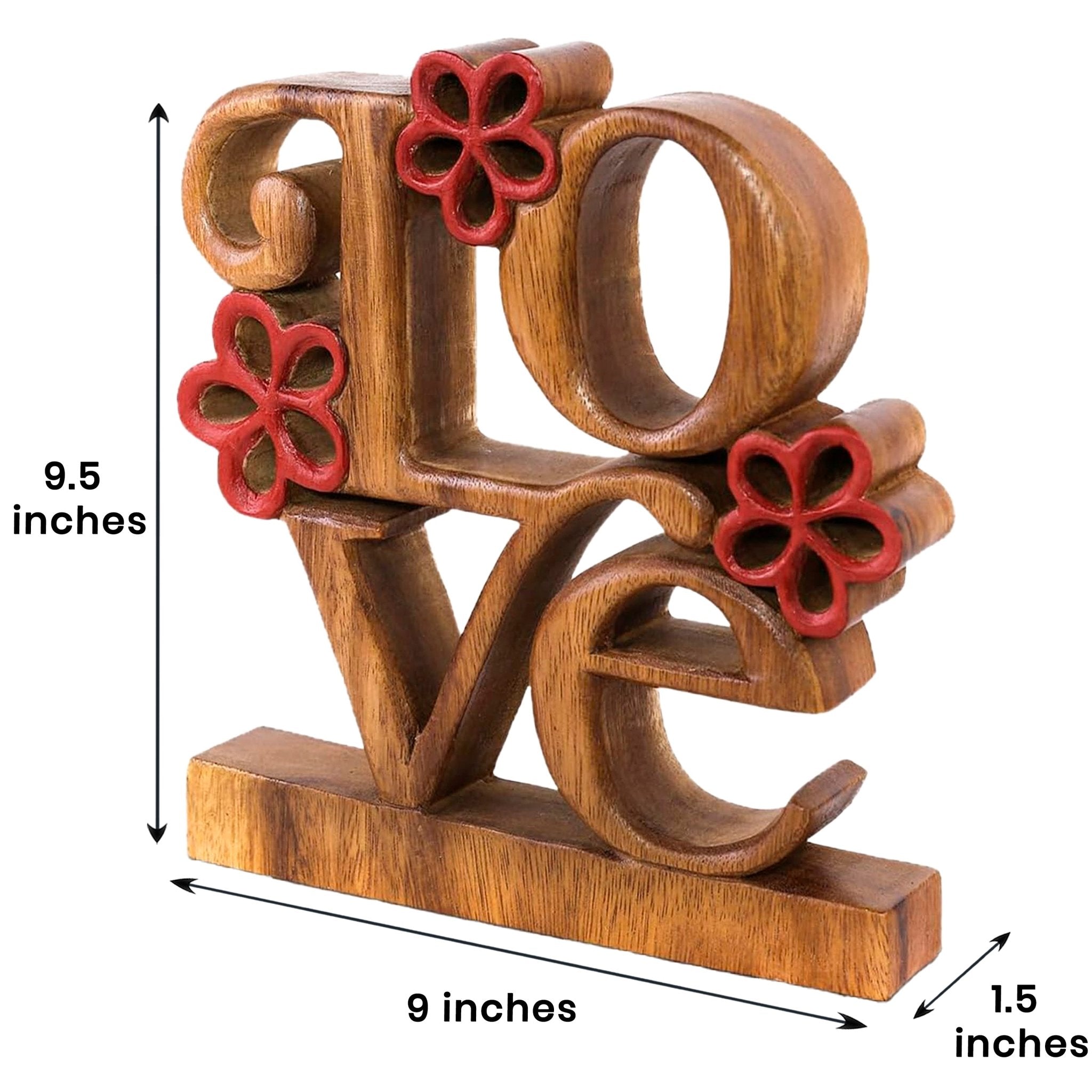 Crimson Heart – Hand Carved Wooden Sculpture, Handmade Decorative Home Art - Che Cose Belle