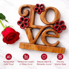 Crimson Heart – Hand Carved Wooden Sculpture, Handmade Decorative Home Art - Che Cose Belle