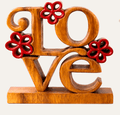 Crimson Heart – Hand Carved Wooden Sculpture, Handmade Decorative Home Art - Che Cose Belle