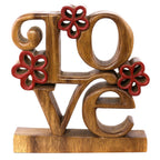 Crimson Heart – Hand Carved Wooden Sculpture, Handmade Decorative Home Art - Che Cose Belle