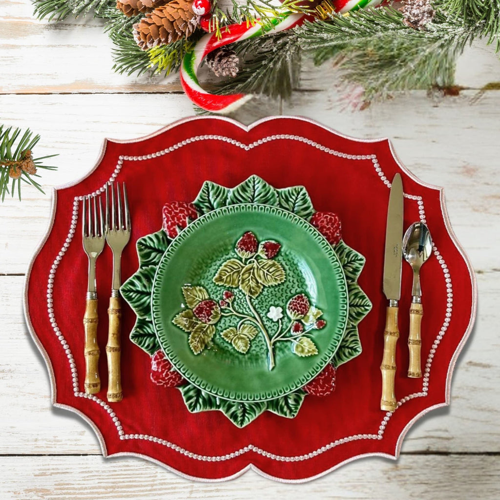 CRIMSON RED OVAL FABRIC PLACEMAT (Set Of 4) - Che Cose Belle