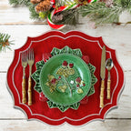 CRIMSON RED OVAL FABRIC PLACEMAT (Set Of 4) - Che Cose Belle