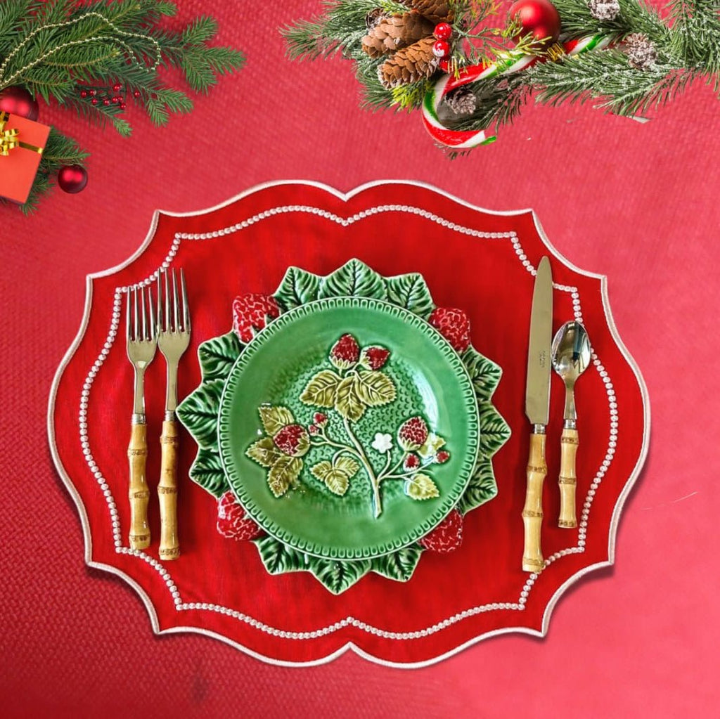 CRIMSON RED OVAL FABRIC PLACEMAT (Set Of 4) - Che Cose Belle