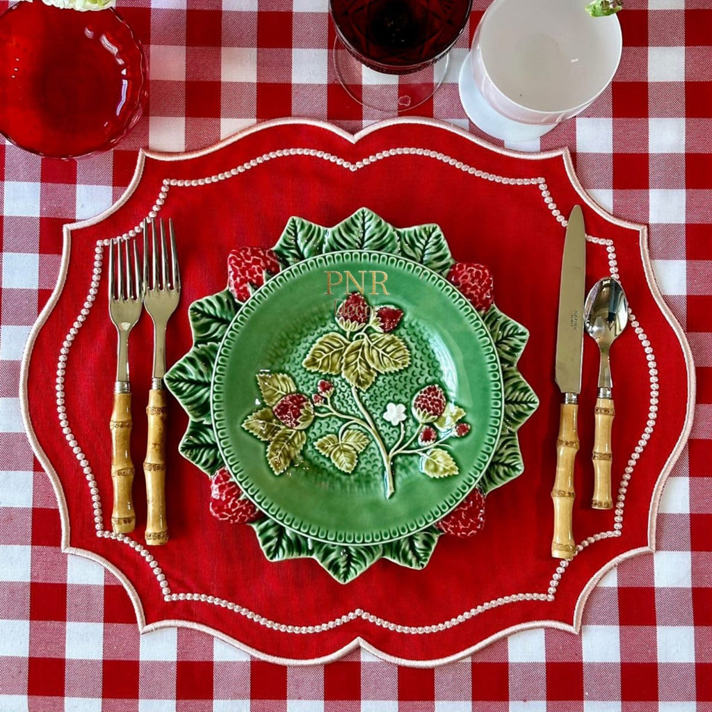 CRIMSON RED OVAL FABRIC PLACEMAT (Set Of 4) - Che Cose Belle