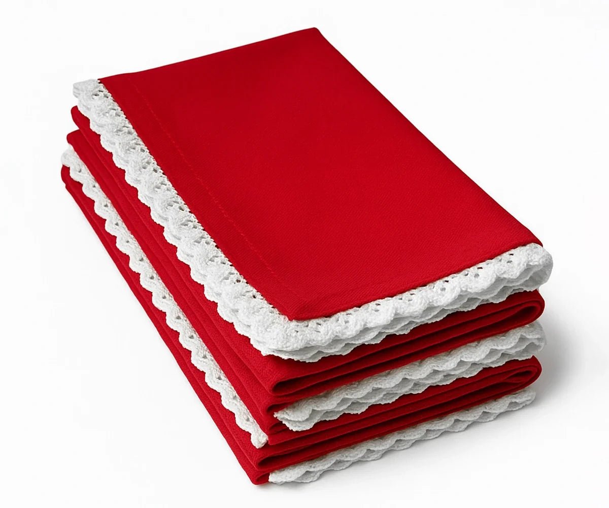 Crochet Napkins - Scalloped Lace Napkins - Che Cose Belle