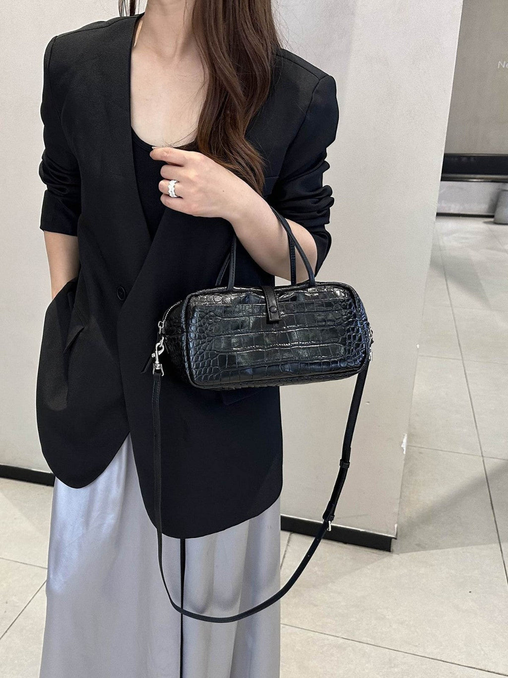 Cross-border Niche Design Crocodile-pattern Toast Bag, Luxury First-layer Cowhide, High-end Genuine Leather Women's Handbag - Che Cose Belle