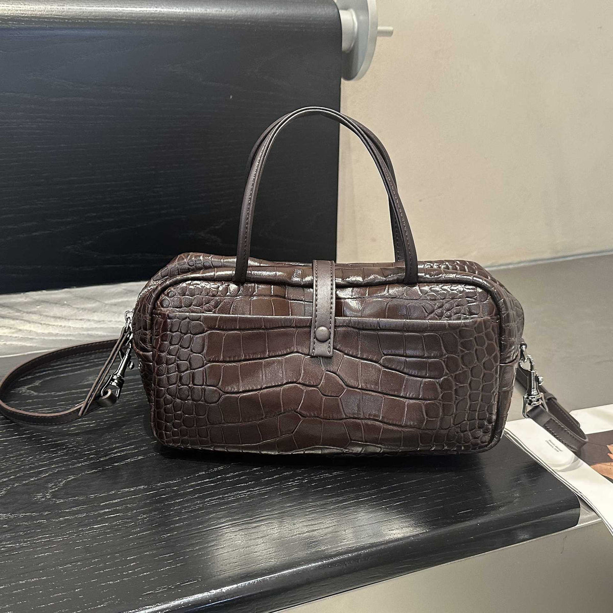 Cross-border Niche Design Crocodile-pattern Toast Bag, Luxury First-layer Cowhide, High-end Genuine Leather Women's Handbag - Che Cose Belle