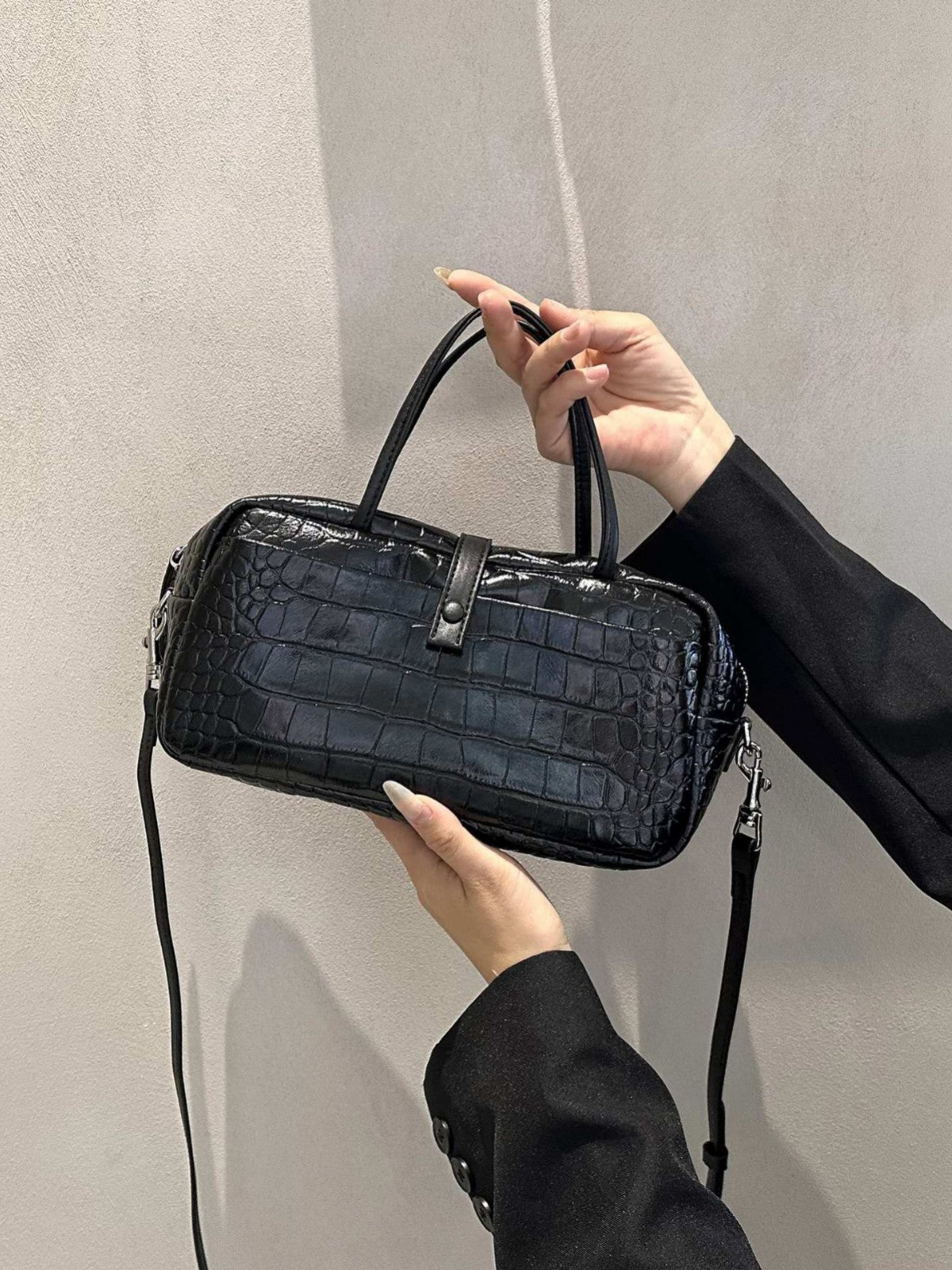 Cross-border Niche Design Crocodile-pattern Toast Bag, Luxury First-layer Cowhide, High-end Genuine Leather Women's Handbag - Che Cose Belle