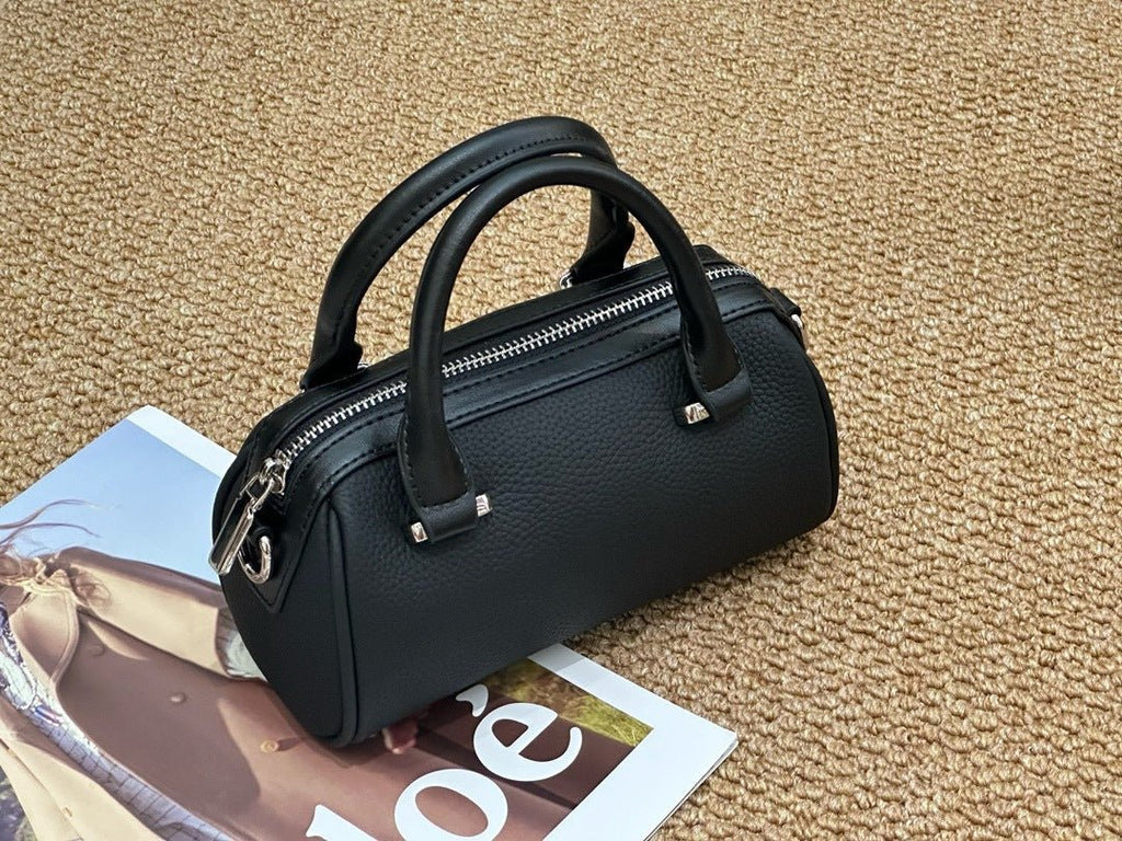 Cross-border Top-grain Leather Boston Pillow Bag, Single-shoulder, Crossbody Small Bag, Versatile Genuine Leather Women's Handbag - Che Cose Belle