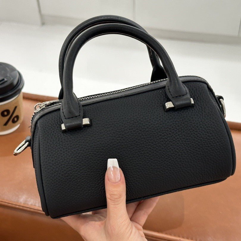 Cross-border Top-grain Leather Boston Pillow Bag, Single-shoulder, Crossbody Small Bag, Versatile Genuine Leather Women's Handbag - Che Cose Belle